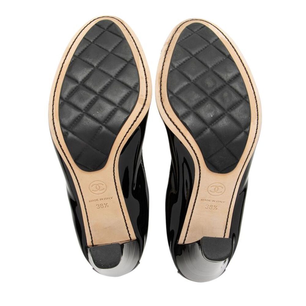 Chanel Patent Leather Cap Toe Elastic Ballet Pumps - Size 8.5 / 38.5 - Picture 6 of 9